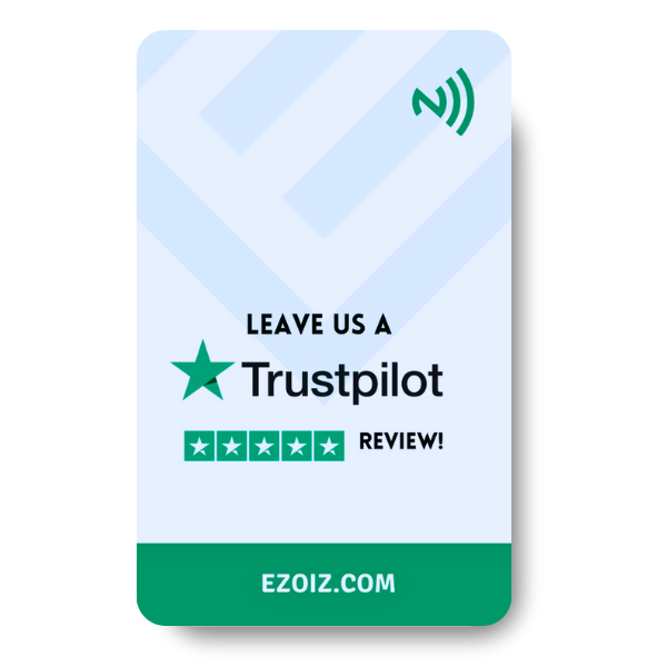 Elevate trust with Ezoiz Digital Trustpilot Review Card - Streamlined 5-star reviews.