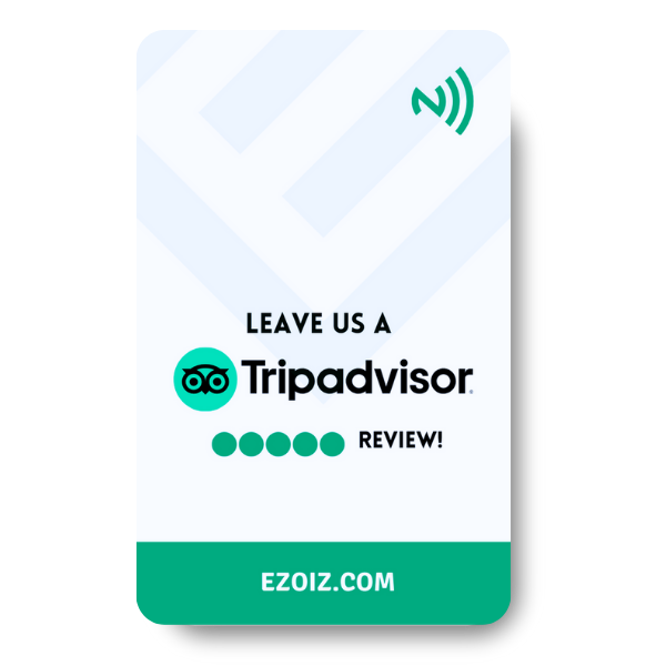 Elevate ratings with Ezoiz Digital TripAdvisor Review Card - Streamlined 5-star reviews.